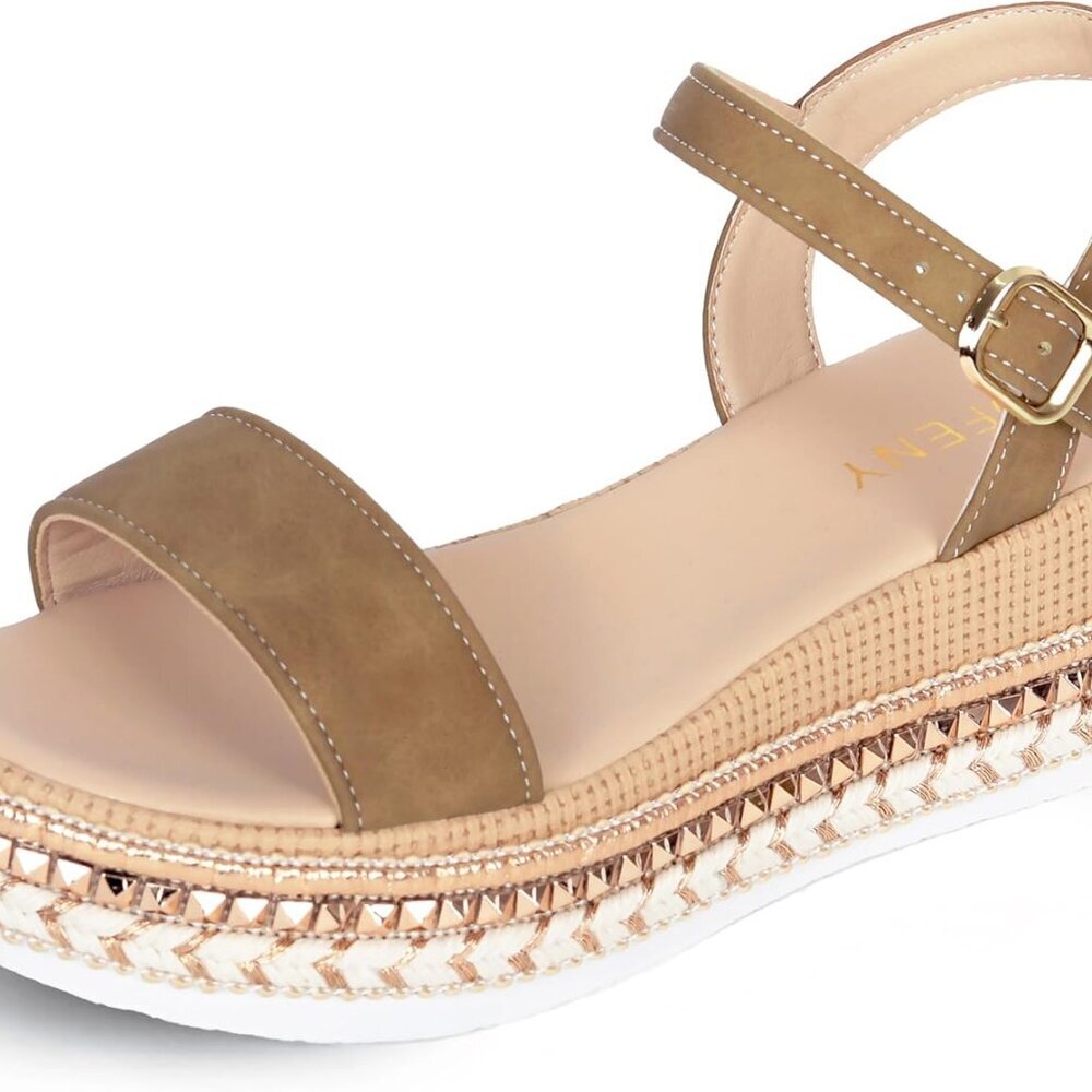 Women's Platform Espadrille Sandals Buckle Ankle Strap Wedge Open Toe